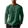 thumbnail image 4 of ohmzyzo Mens Medieval Shirt Casual Linen Shirt Steampunk Renaissance Retro Top Long Sleeve Lace Up Costume Tops V Neck Solid Color T Shirt Green M, 4 of 7