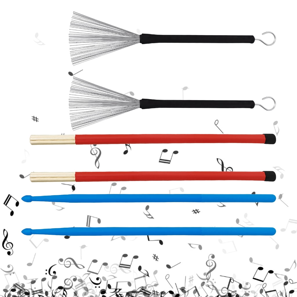 WINDLAND Drum Wire Brush Drum Brush+Nylon Drum Stick+Bundle Stick+Storage Bag Percussion Accessories Drum Stick Set for Drum Brushes Stick Set 1 Pair Drum Brushes Nylon Drumstick Drum Sets Brush