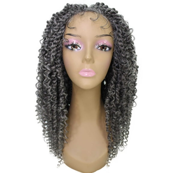 LUXLUXE Tierra Curly 19 in Long 4x4 Hand Tied Lace Braid Braided Wig, Beauty Heat Resistant Fiber, 20  Shades of Natural, Dip Dyed, & Blended Colors