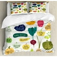 thumbnail image 1 of Plants Duvet Cover Set King Size, Pumpkin Squash Onions Pears Grapes Apples Compilation of Vegetable Types Slogans, 3 Piece Bedding Set with 2 Pillow Shams, Multicolor, by Ambesonne, 1 of 3