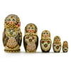 6 Set of 5 Pyrography Wooden Russian Nesting Dolls Matryoshka
