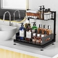 thumbnail image 4 of 2 Pack Under Sink Organizers and StoragePull Out Cabinet Organizer 2-Tier Sliding Out Kitchen Basket Sink Shelf Cabinet Organizers Adjustable L Shape Counter Organizers for Bathroom Kitchen Black, 4 of 6
