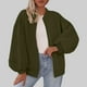 thumbnail image 2 of Tops bonitos para mujer,Chaqueta polar de color liso para mujer, con doble bolsillo, manga larga, cuello alto, cremallera, informal, poliéster, para uso doméstico y diario, sopatenor, 2 of 8