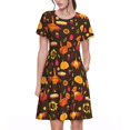 thumbnail image 1 of Easygdp Thanksgiving Turkey para Vestido Transpirable de Mujer, Vestido Suelto de Manga Corta con Pliegues y Bolsillos para el Verano, 1 of 6