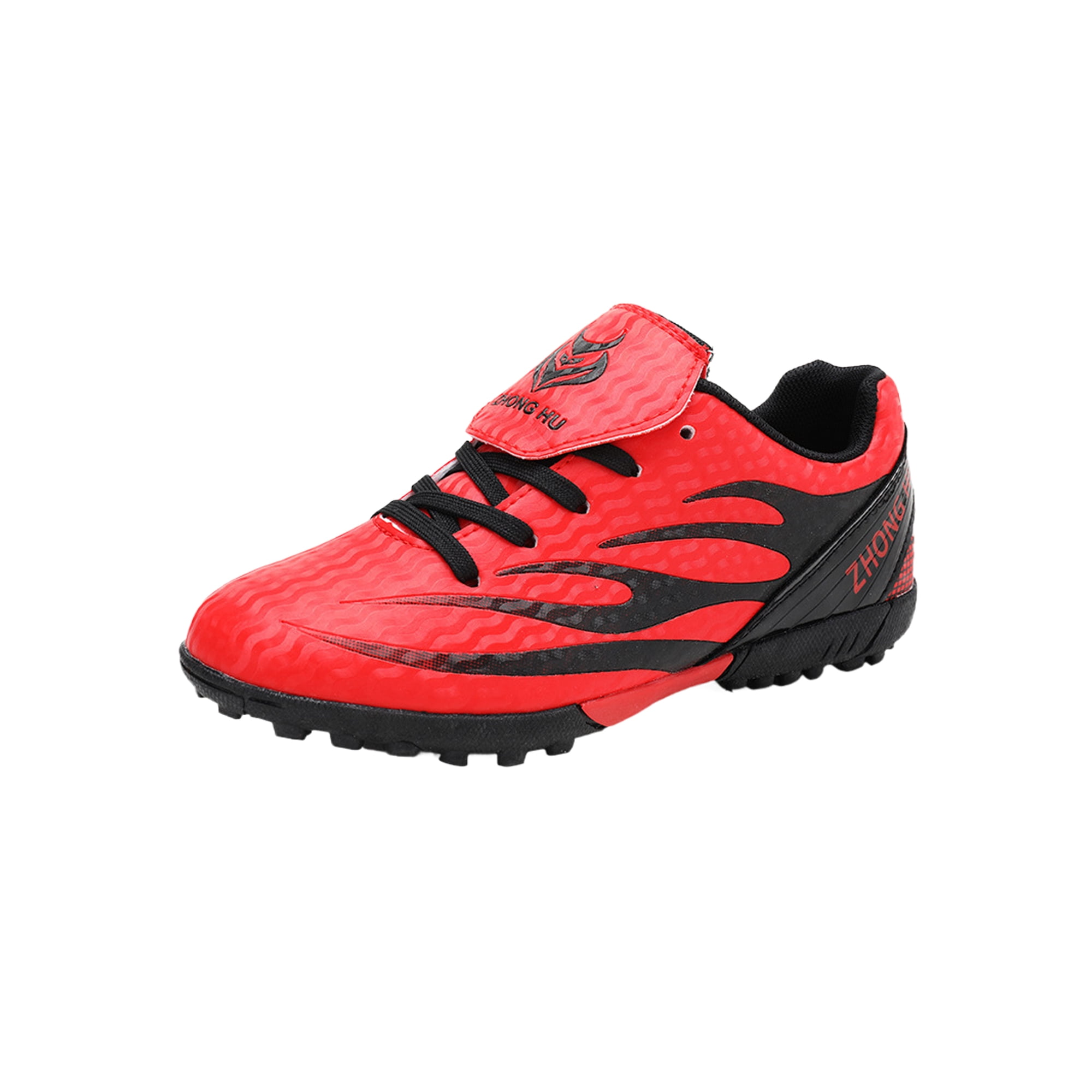 Ukap Girls Boys Soccer Cleats Color Bloack Sport Sneakers Round Toe Football Shoes Outdoor Trainers Comfort Athletic Shoe Red 12c Red 12c
