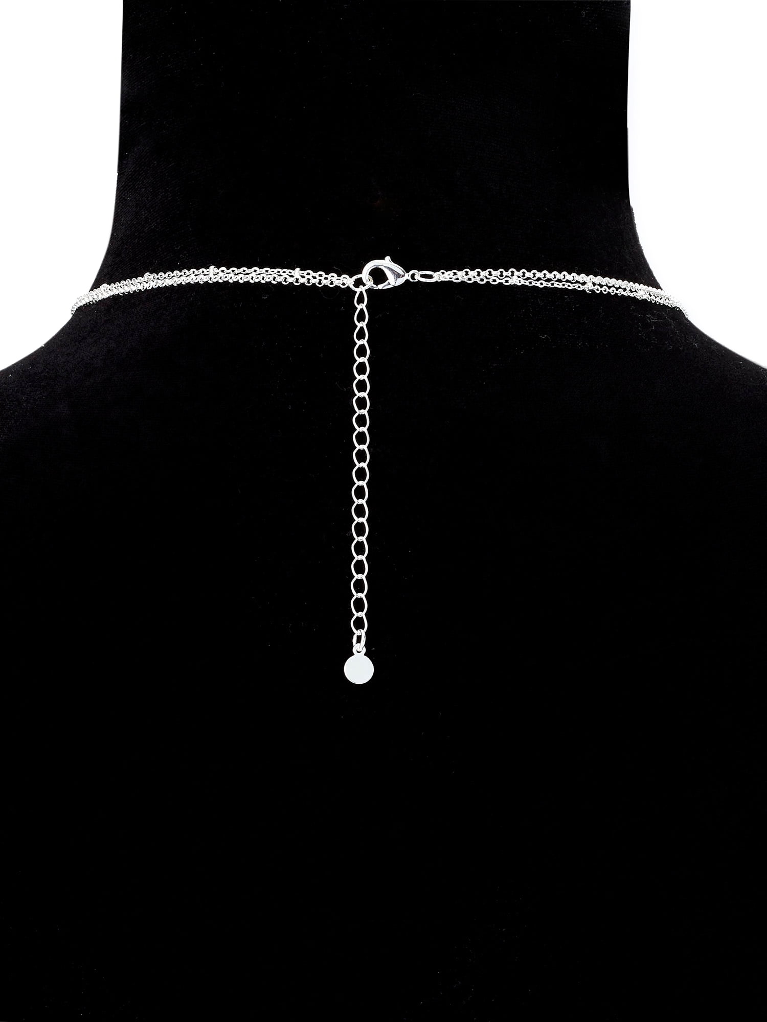 Scoop Womens Brass Fine Silver-Plated Brass Medallion and Bar Layered Necklace Set, 2-Piece