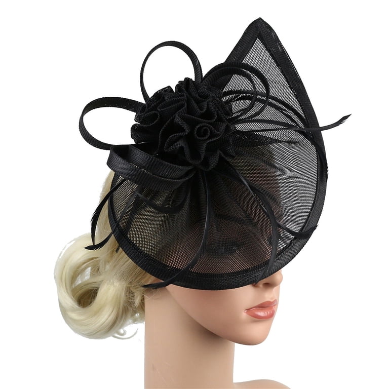 Elegant Black Women\'s Hat with Mesh Detail Elegant Black Mesh Hat with Floral Design - Black Fascinator  main image 3