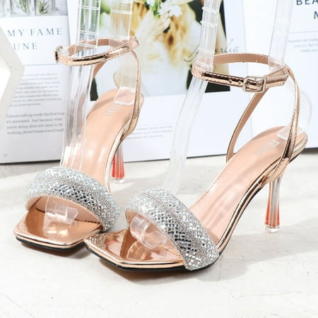 

Women Summer Shoes Buckle Strap Thick High Heels Open Toe Sandals Party Shoes