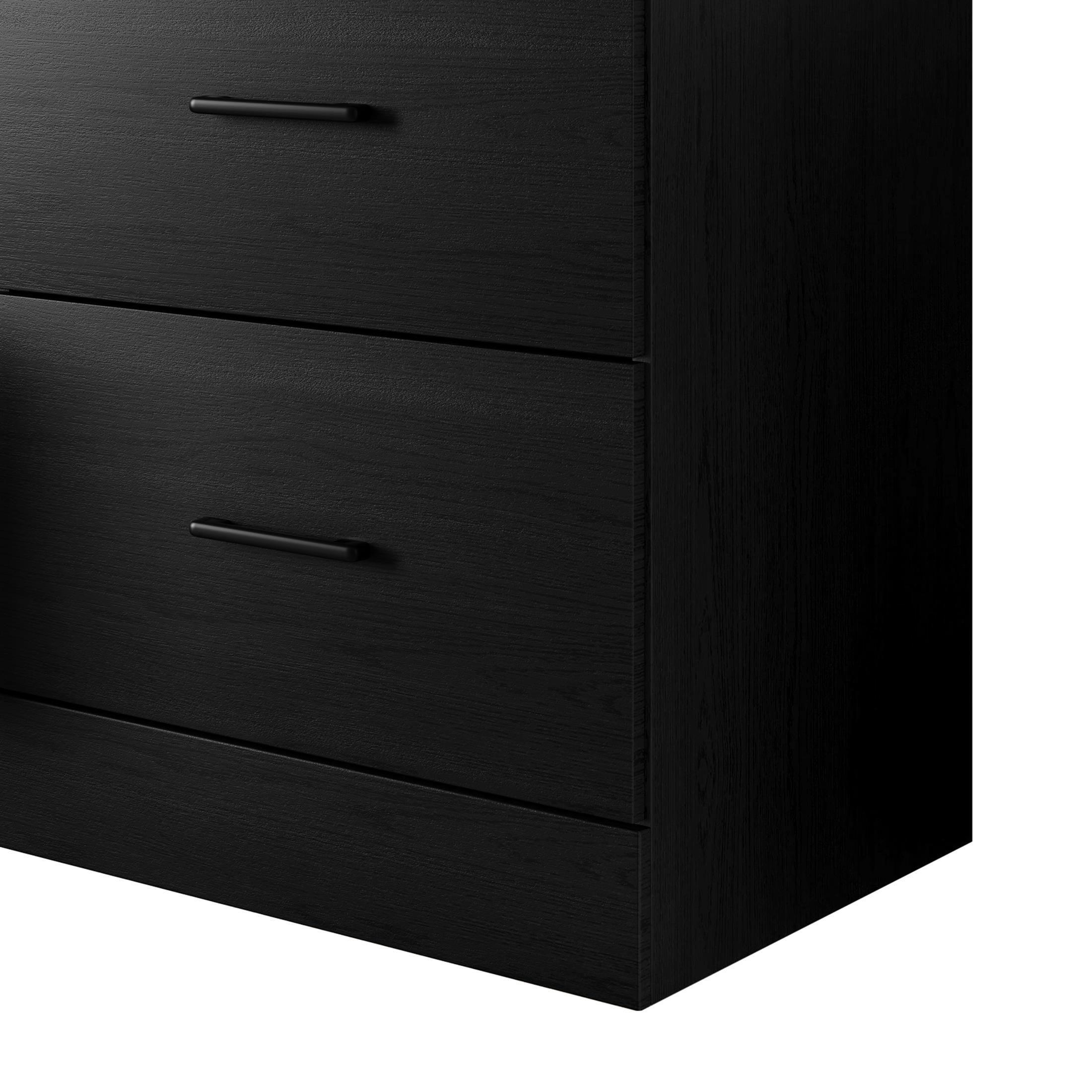 Home Design Meriden Nightstand with 2 Storage Drawers and Wood-Look Finish, Space-Saving Design, Black (Set of 2)