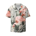 thumbnail image 2 of Lsque Tropical With Flamingos print Men's Cuban Collar Short Sleeve Shirt Summer Beachwear Casual Button Down Fashionable Vacation Leisure Shirt-Large, 2 of 7