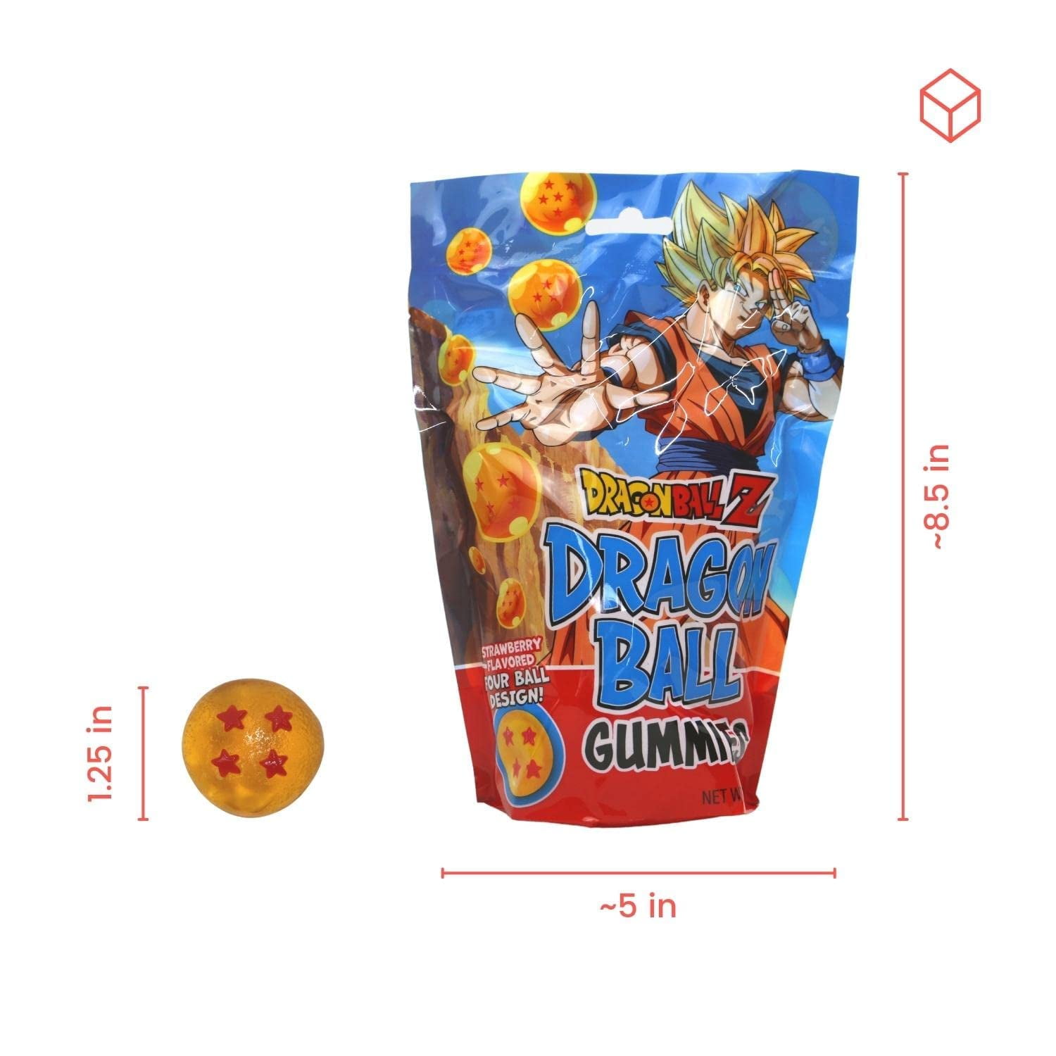 Boston America Strawberry Flavored Gummy Candy Bag - Dragon Ball Z, 8 oz
