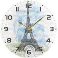 thumbnail image 5 of GZHJMY Paris Eiffel Tower Wall Clock, 10" Silent Non Ticking Round Clock, Oil Painting Easy to Read Clock for Living Room Bedroom Bathroom Home Decor Holiday Gifts, 5 of 7
