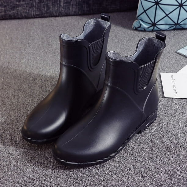 Botas de lluvia elegantes de moda de media caña, botas de lluvia cálidas de algodón para mujer, botas de lluvia para mujer, zapatos para agua, cubrezapatos