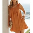 thumbnail image 2 of Women's Summer Dresses Sleeveless Round Neck Solid Loose Short Flowy Pleated Mini Babydoll Dress, 2 of 9