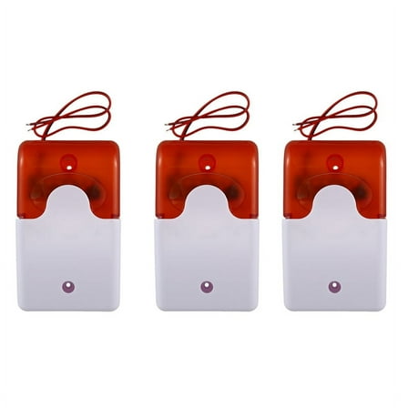 3X Mini Wired Strobe Warning Siren Dc 12V Sound Alarm Flashing Light Sound Siren Horn 115Db Orange
