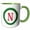 Green/White, variant on 3drose, Christmas Wreath Monogram N Red Initial, Sm3dr, 11oz Mug