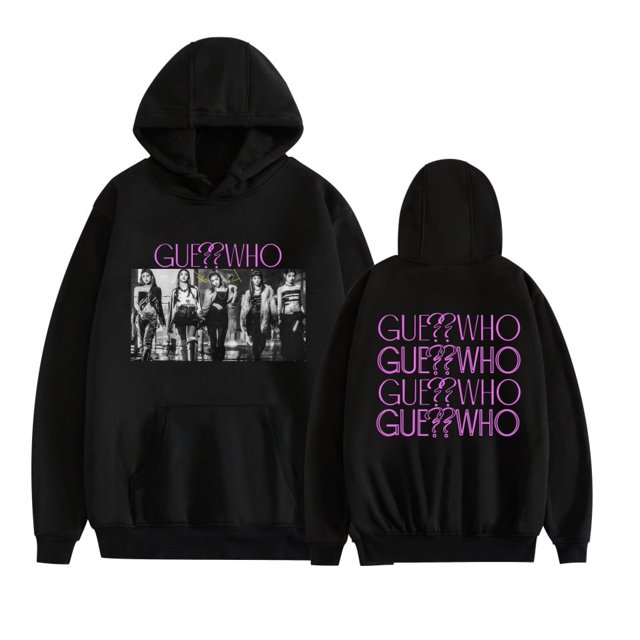 GUE Double Sided Pattern Hoodies For Unisex Vintage Pullovers,M,Black1