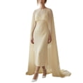 thumbnail image 2 of Helii Women Chiffon Cape Mesh Poncho – Boat Neck Sheer Bolero for Evening Dress, Lightweight Batwing Sleeve Shrug for Wedding Party Beach, Polyester Cover Up Light Yellow,One Size, 2 of 4