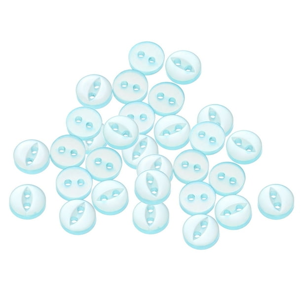 Uxcell 20pcs 14L Botones de Costura Redondos Azul Lago 9mm 11/32" Resina 2-Hoyos Ojo de Pez Botón de Repuesto para Manualidades