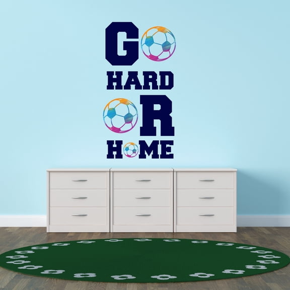 Sports Wall Decals for Boys Bedroom - Go Hard or Home Cute Typography Ball DIY & Creativity Boy Girl Bedroom Wall Sticker - Size: 5 In x 10 In