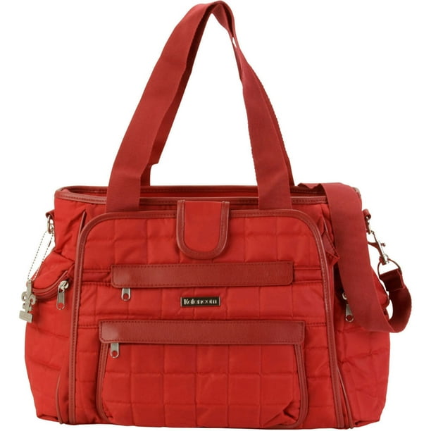 Nola Quilted Tote Diaper Bag in Rhubarb