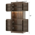 thumbnail image 3 of 72" Tall Farmhouse Kitchen Pantry Cabinet with 10 Side Shelves and LED Light & Power Outlet, 5 Layers Pantry Storage Cabinet with Barn Doors&Load-Bearing Steel Pipe for Dining Room,Living Room,White, 3 of 10