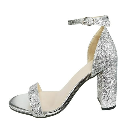 

Pimfylm Wedge Sandals Women s Open Toe Buckle Ankle Strap Platform Wedge Sandals Silver 6.5