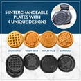 thumbnail image 4 of MyMini 5 Plate Waffle Maker Bundle, 400 Watts, Peach, 4 of 10