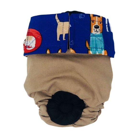 Barkertime Happy Doggie Blue on Brown Dog Diaper
