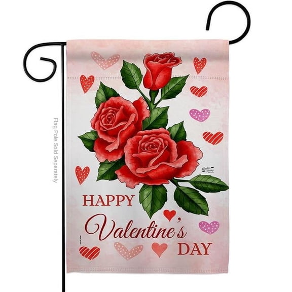Angeleno Heritage G135397-BO 13 x 18.5 in. Valentines Rose Garden Flag with Spring Double-Sided Decorative Vertical House Decoration Banner Yard Gift