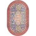 thumbnail image 1 of Unique Loom Revival Floral Border Rug 5' x 8' Oval Navy Blue/Red, 1 of 1