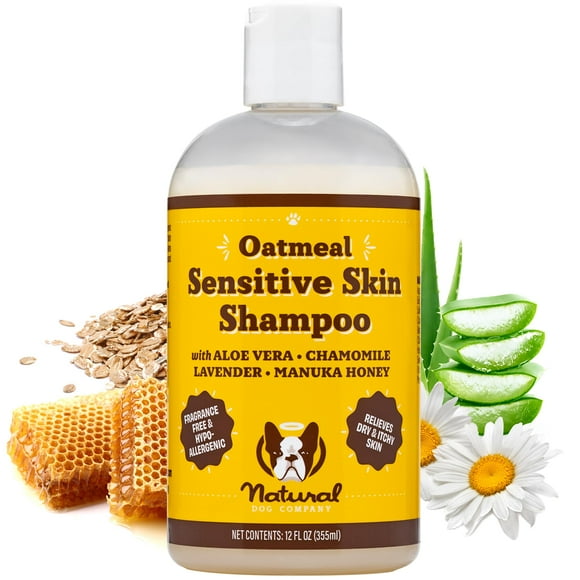 Shampoo Natural Dog Company de avena para perros, piel sensible, 355 ml