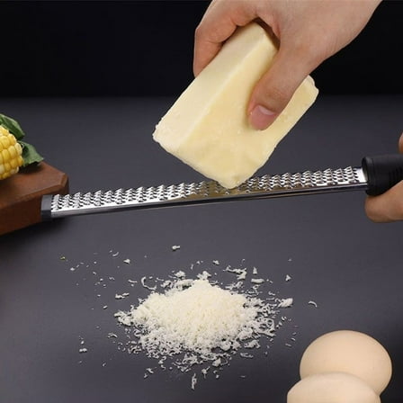 Ranliy Lemon Zester Grater with Handle, Kitchen Tool for Zesting Citrus Fruits & Finely Grating Cheese, Garlic, Ginger, Coconut, Nutmeg, Wasabi, Chocolate Etc, Stainless Steel, 10 Inches