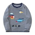 thumbnail image 2 of HOMADLES Boys Long Sleeve T Shirt for Kid Boys Graphic Tee Crewneck Stripe Lightweight Loose Children Outdoor Hiking Pullover Shirt Clasic Sweatshirt Blue 8 T, 2 of 3