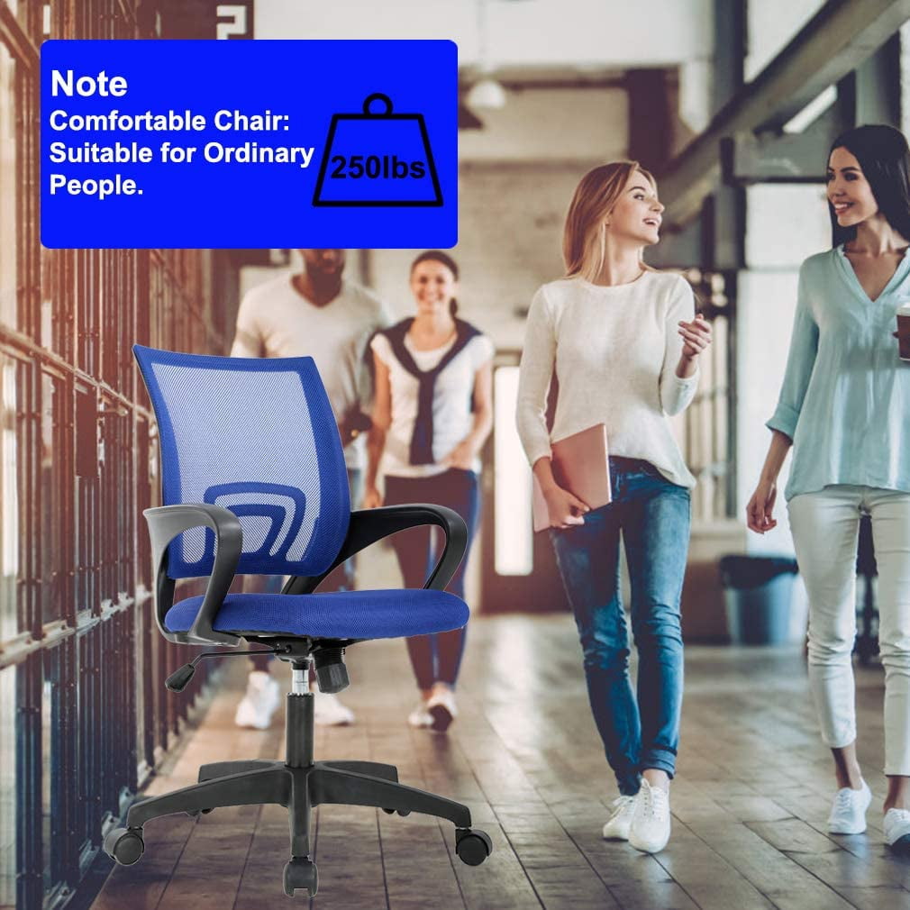 BestOffice Adult Mesh Mid Back Indoor Commercial Ergonomic Home Office Chair Desk Chair, Blue