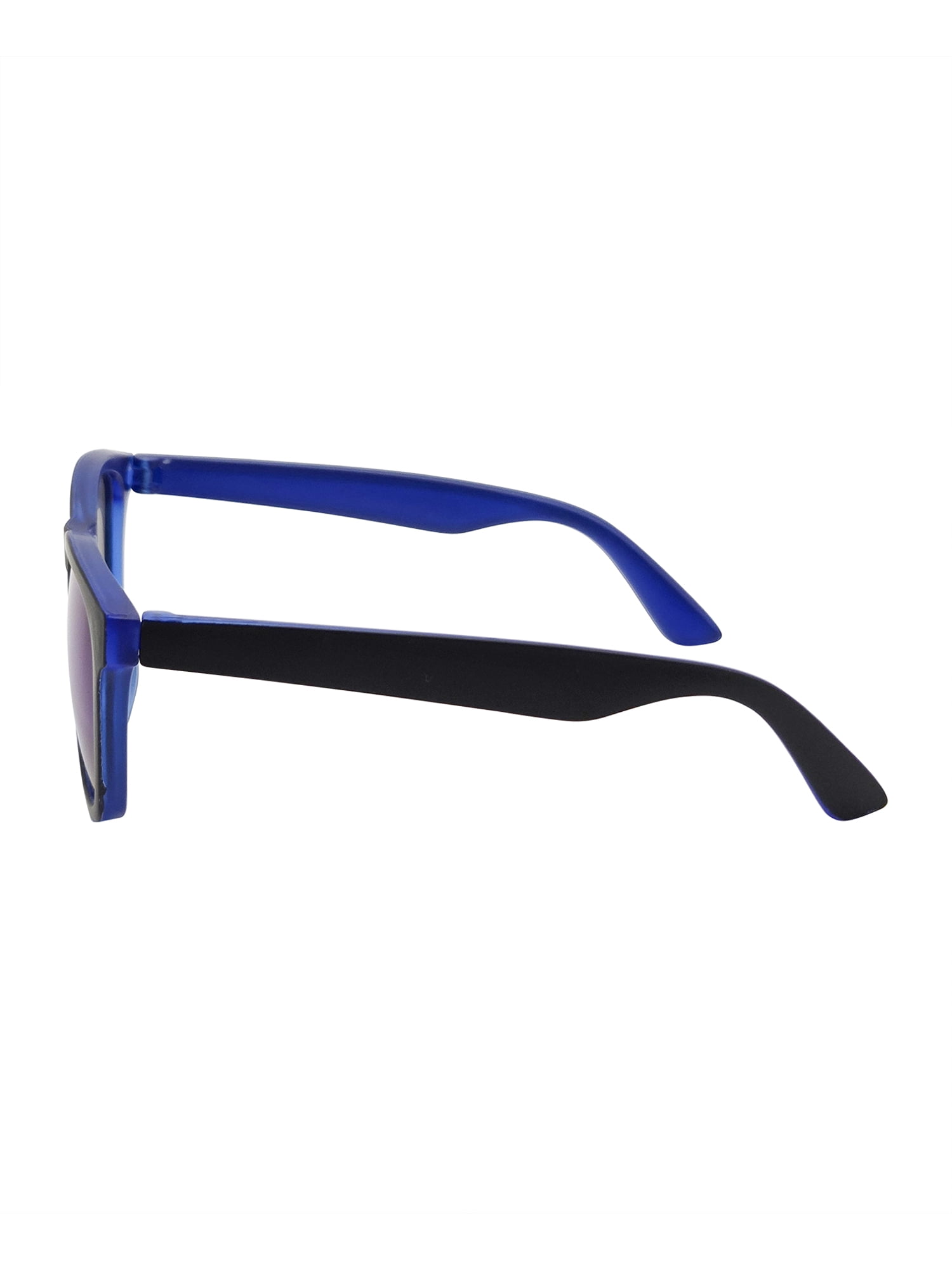 Kids Plastic Wayfarer Black and Blue Frame Blue Mirror Lens Sunglasses