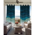 thumbnail image 2 of Abstract Blackout Curtains for Bedroom Living Room, Water Duck Green Gradient Ocean Waves 54 In Long Thermal Insulated Room Darkening Drapes Grommet Window Treatments, 52 x 54 In, 2 of 9
