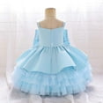 thumbnail image 6 of HUANBAI Toddler Girls' 1st Birthday Princess Dress With Bow & Tulle Skirt Strapless Flower Girl Party Gown For Baby 1 3 Years Party Mini Dress 2-3 Years, 6 of 9