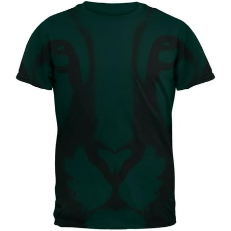 Cougars Green - Mountain Lion Cougar Ghost Face All Over Forest Green Adult T-Shirt