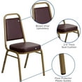 thumbnail image 4 of XgoodX Trapezoidal Back Vinyl Stackable Banquet Chair, Multipurpose Stacking Chair with Padded Seat and Back-Brown Vinyl/Gold Frame, 4 of 11