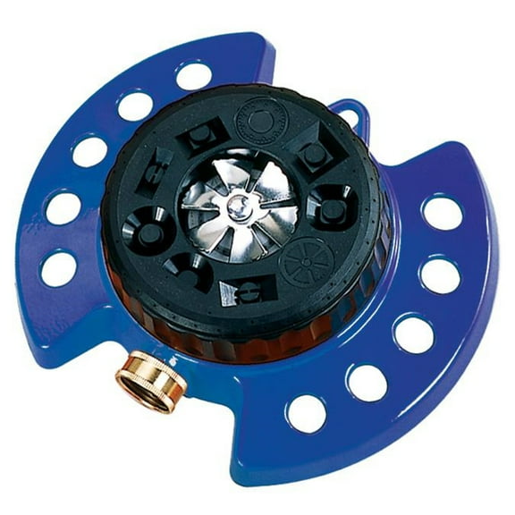 Dramm 15025 ColorStorm 9-Pattern Turret Sprinkler with Heavy-Duty Metal Base, Blue