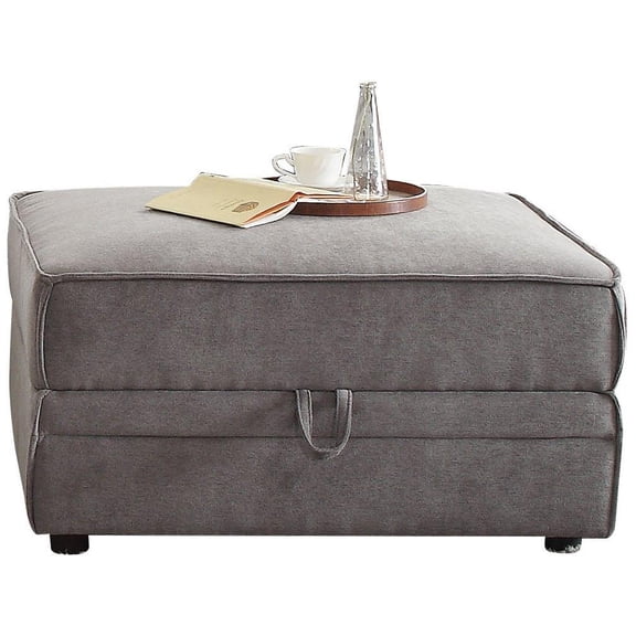 30" X 34" X 19" Gray Velvet Ottoman With Storage