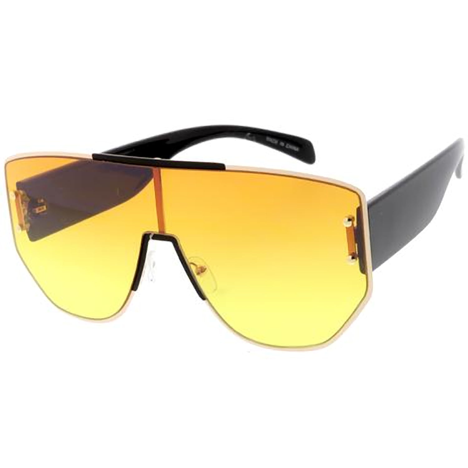 Bulky Flat Top Large Frame Aviator Fashion Sunglasses