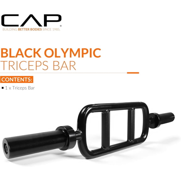 34 Inch Triceps Bar with Revolving Sleeves and Knurled Grip for Strength Training
