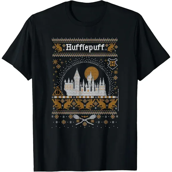Hufflepuff Ugly Holiday Christmas Sweater Pattern Graphic T-Shirt up to size 5XL