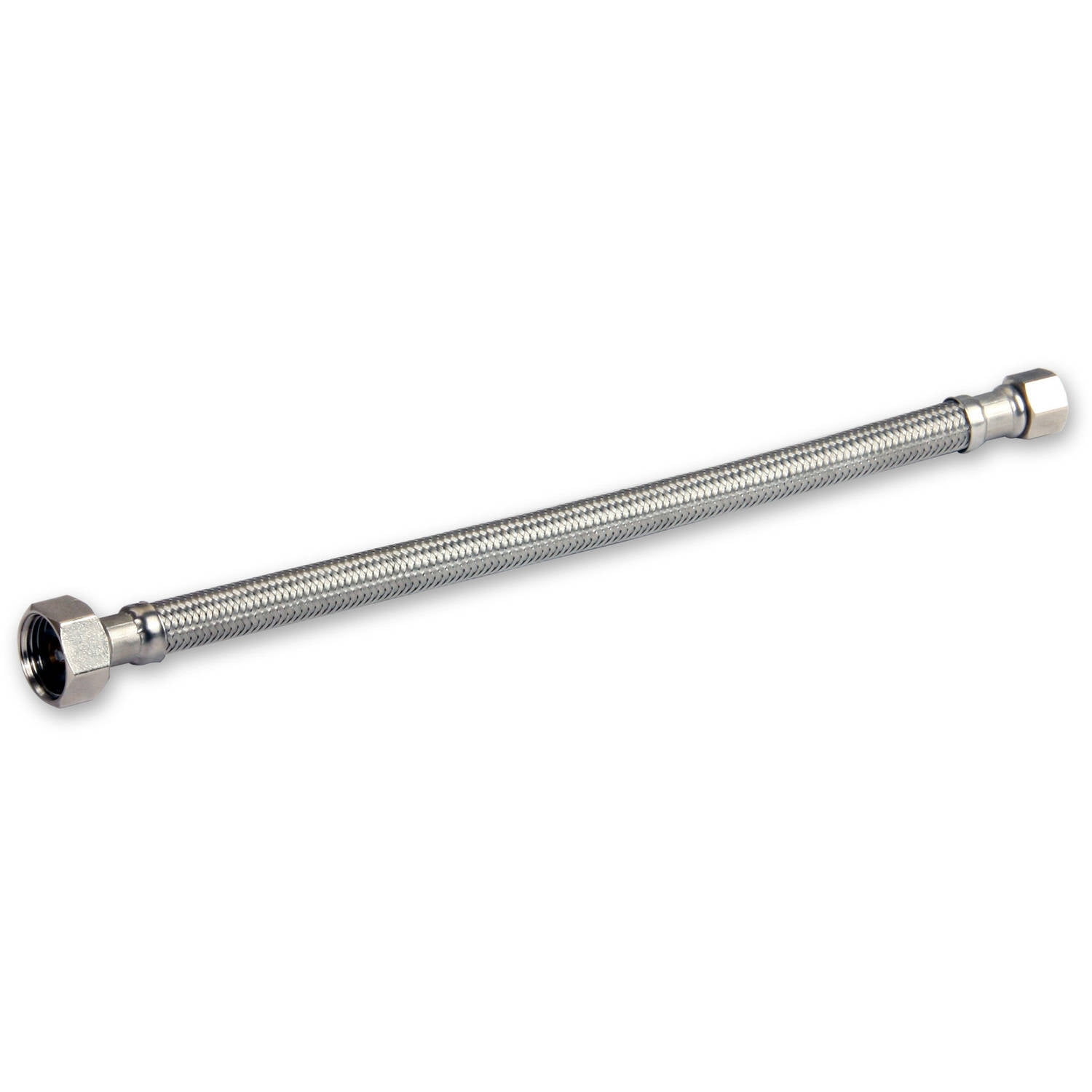 Stainless Steel Braided Faucet Supply 1/2' IPS x 3/8' Comp, Chrome Plated, Size 8'