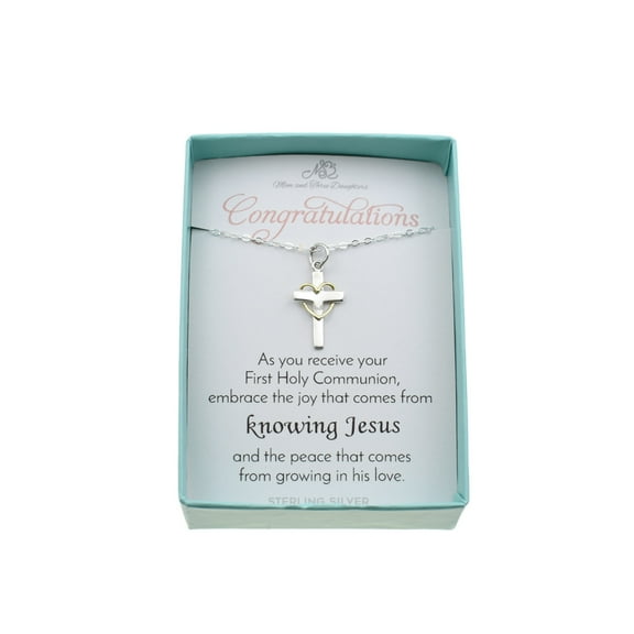 Sterling Silver Cross Charm Pendant on a 14 inch Sterling Silver Cable Chain. Christian Jewelry. Christian Gifts