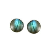 FASHIONQ RETAIL Natural Labradorite Earrings Studs Sterling Silver for Her Women Mom Wife Girlfriend Teens