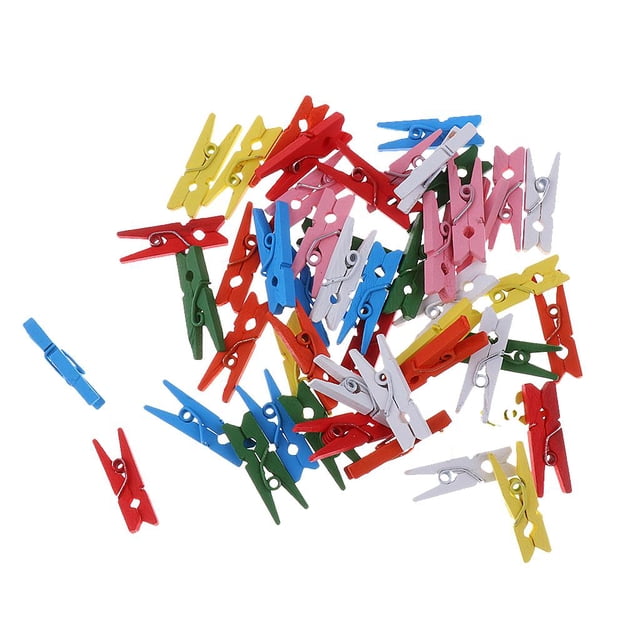 150 Piezas Multicolor Mini Clavijas de Papel Foto Colgante Pinzas de Primavera Clothespin 25mm Soledad Clavijas de madera