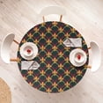 thumbnail image 4 of Ambesonne Fleur de Lis Fitted Round Tablecloth, Checkered Plaid Print, 56"- 60" Diameter, Hunter Green Marigold, 4 of 5